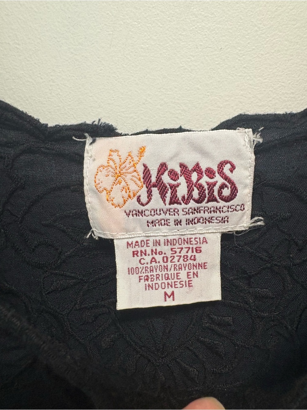 Vintage HiBis Black Embroidered Black Tie-Shoulder Camisole Boho Whimsigoth - Picture 4 of 4